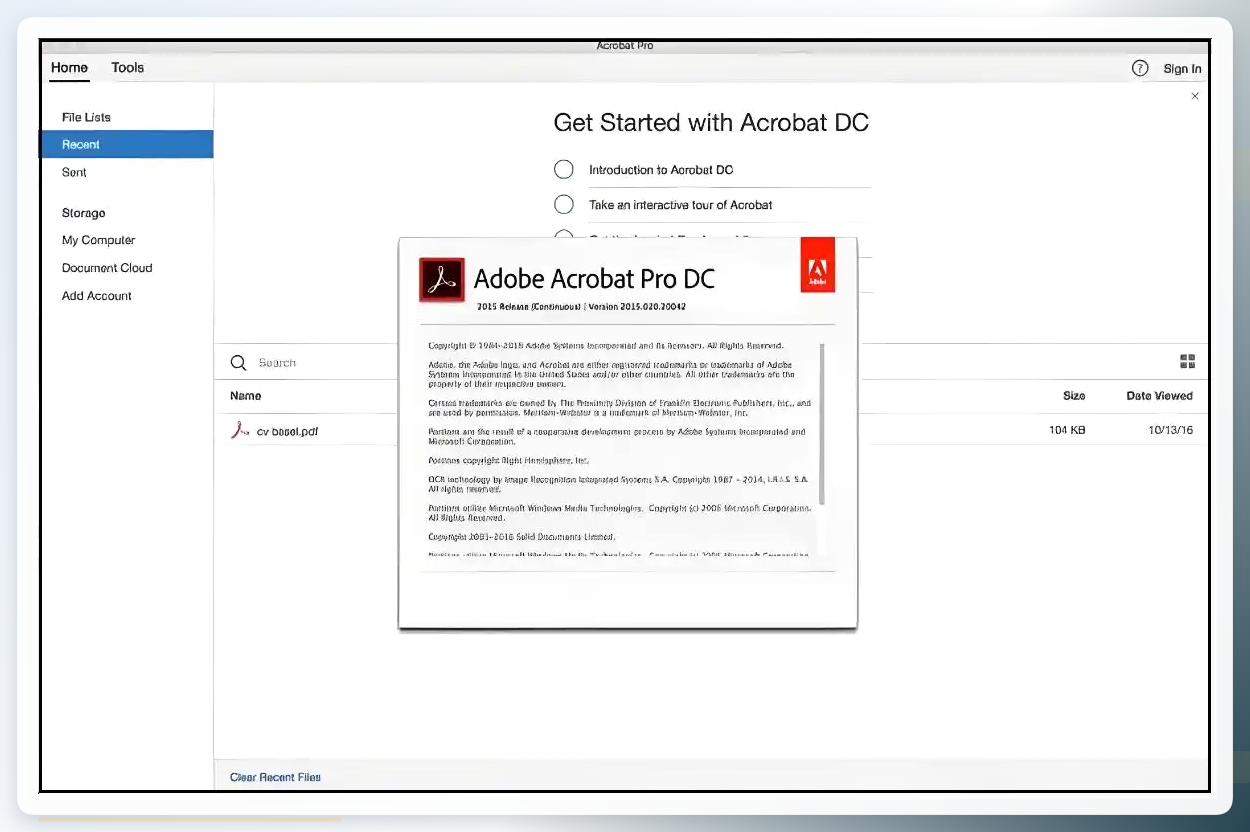 Adobe Acrobat Pro DC转换界面