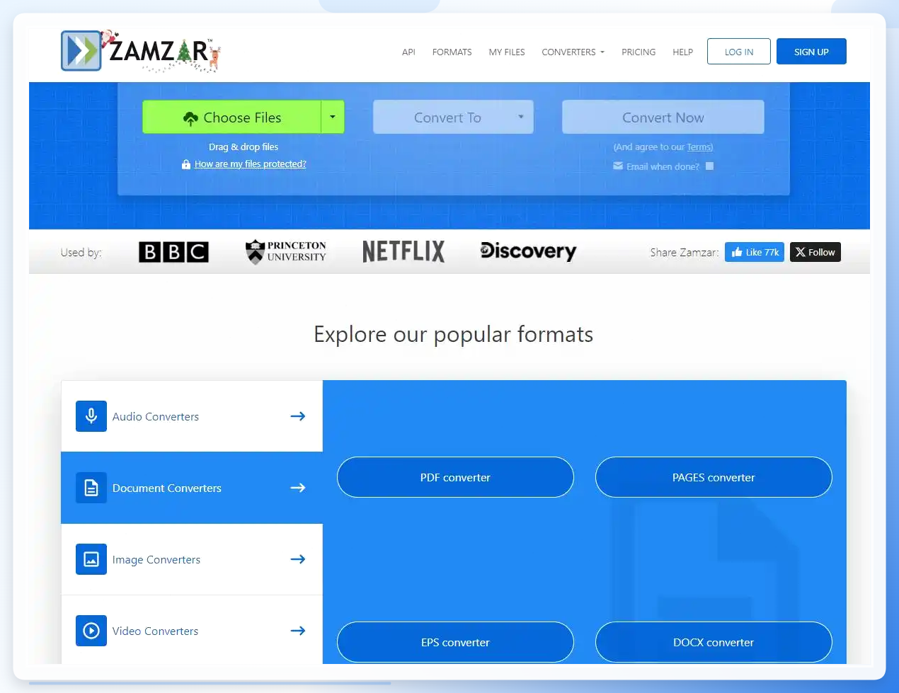 Zamzar在线转换界面