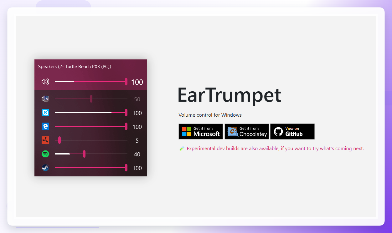 EarTrumpet分别控制应用音量