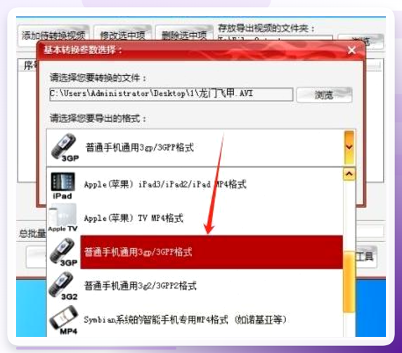 选择3GP格式