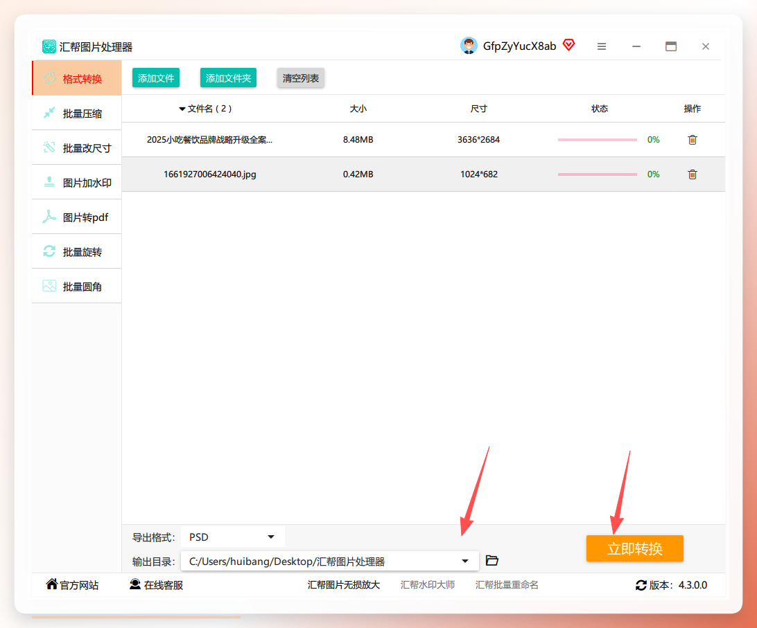 配图4：设置输出目录后，点击“立即转换”按钮