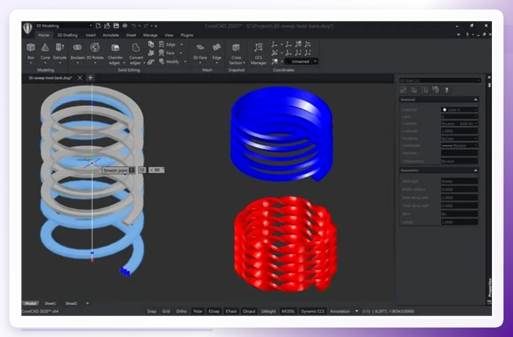 CorelCAD 导出操作界面