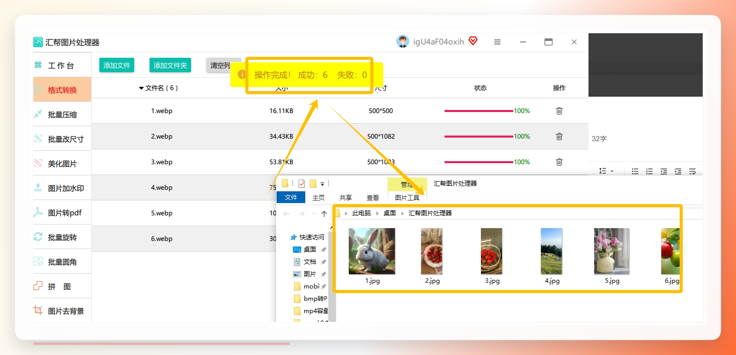 转换完成后，软件会提示“操作完成”，可直接在输出目录中查看生成的JPG图片