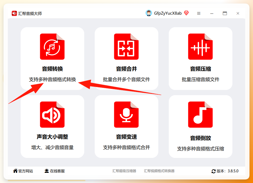 选择音频转换功能