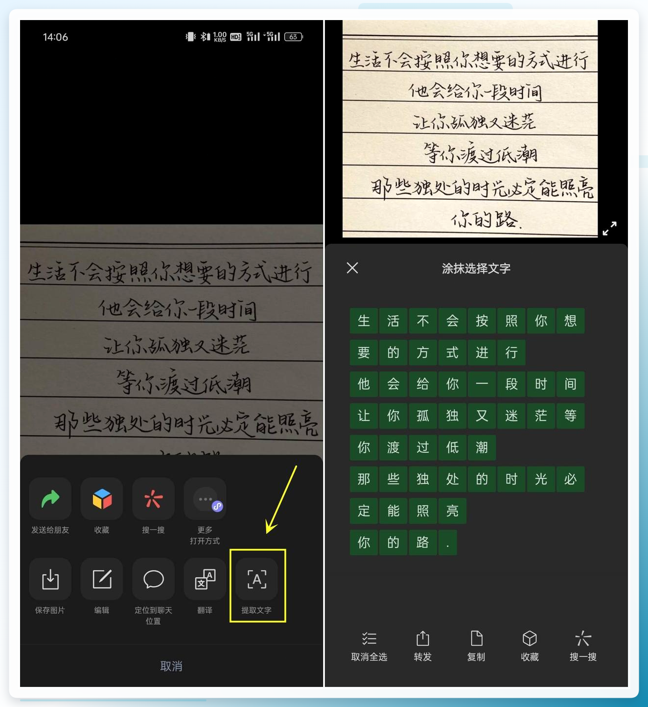 微信提取文字功能