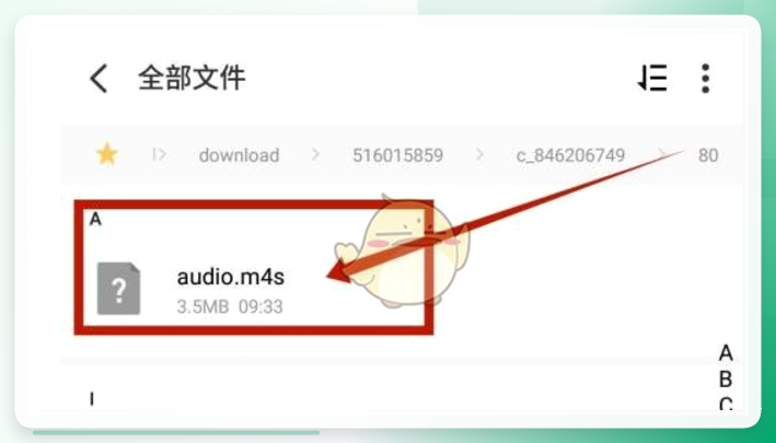 找到audio.m4s缓存音频文件