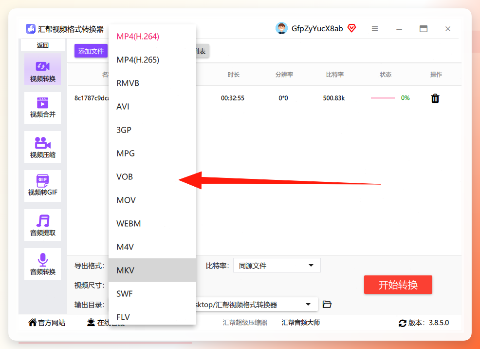 选择导出格式和参数