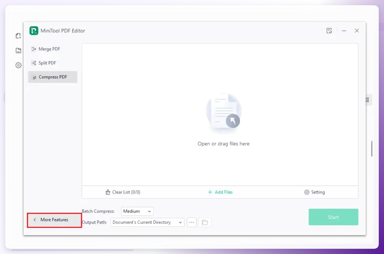MiniTool主界面选择More Features