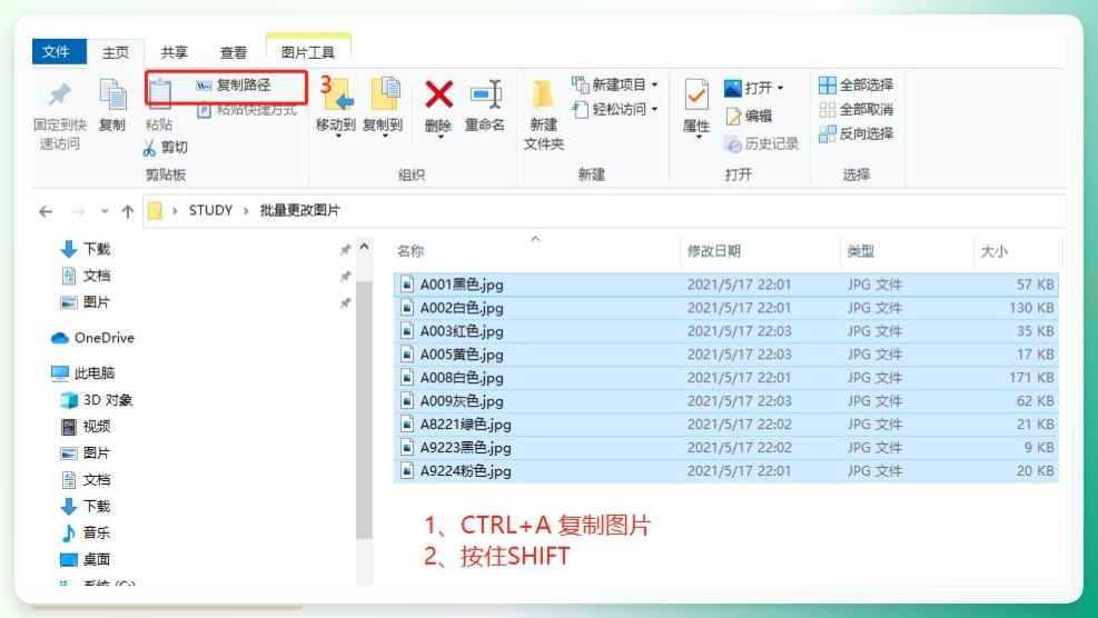 全选并复制路径