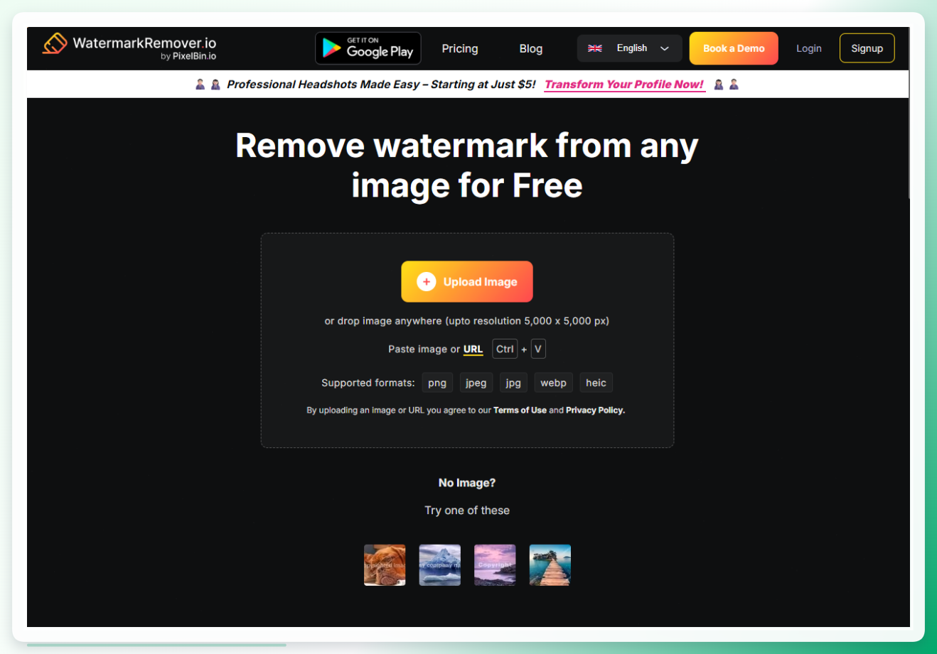 Watermark Remover在线工具界面