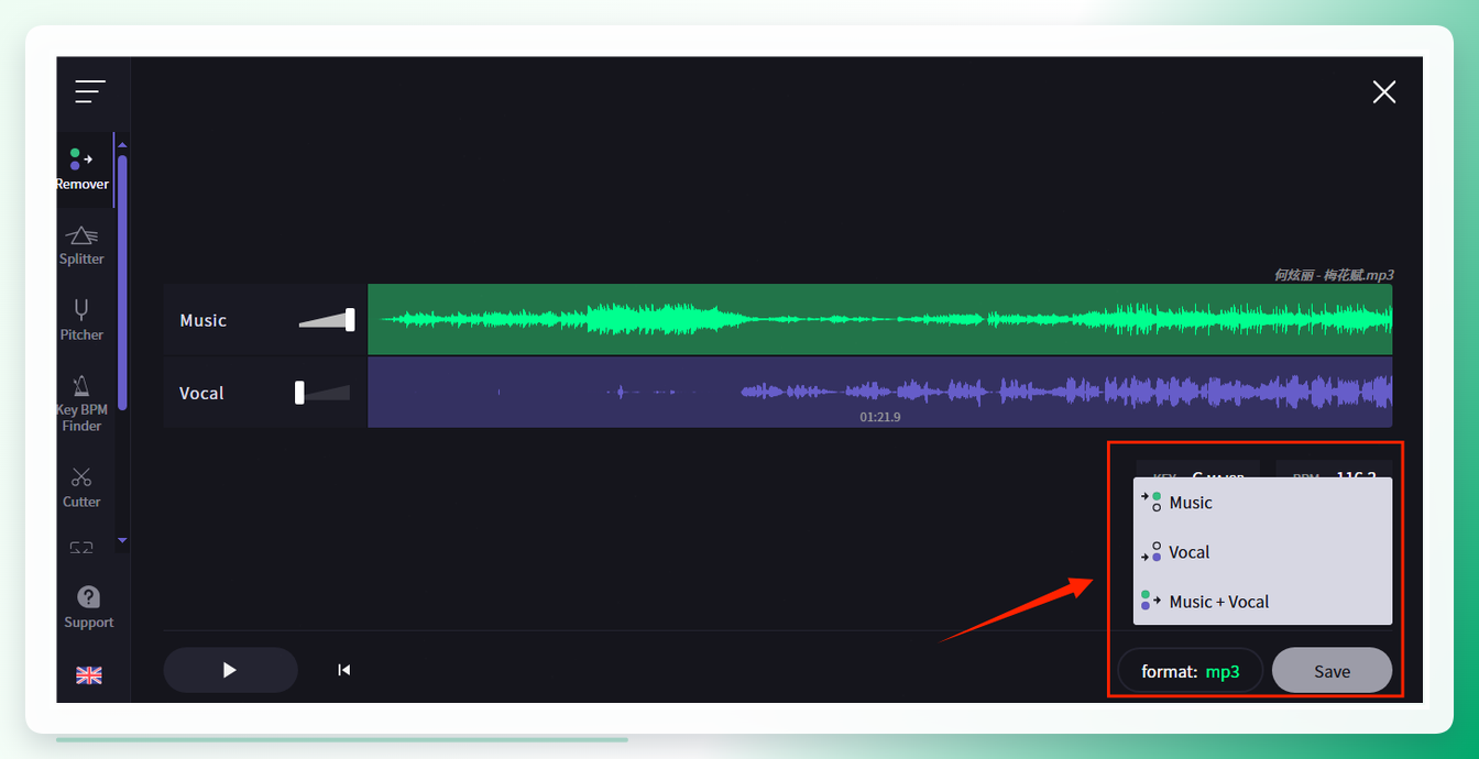 VocalRemover下载选项界面