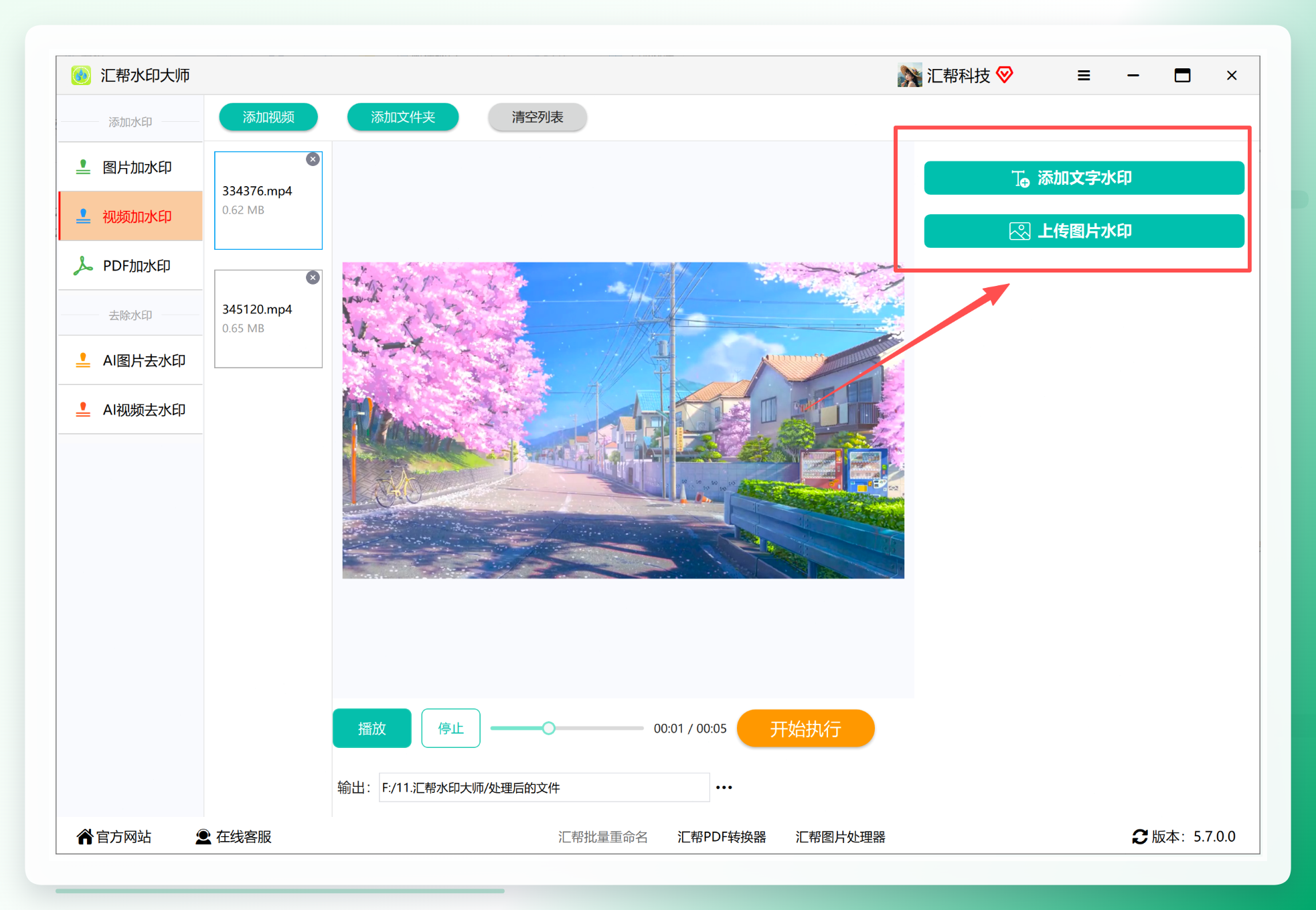 选择文字水印类型