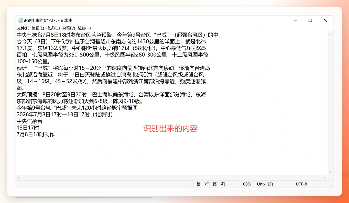 打开TXT查看结果