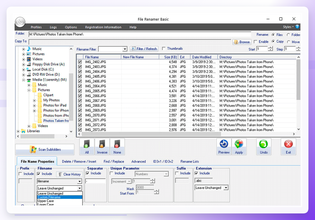 File Renamer Basic 操作界面