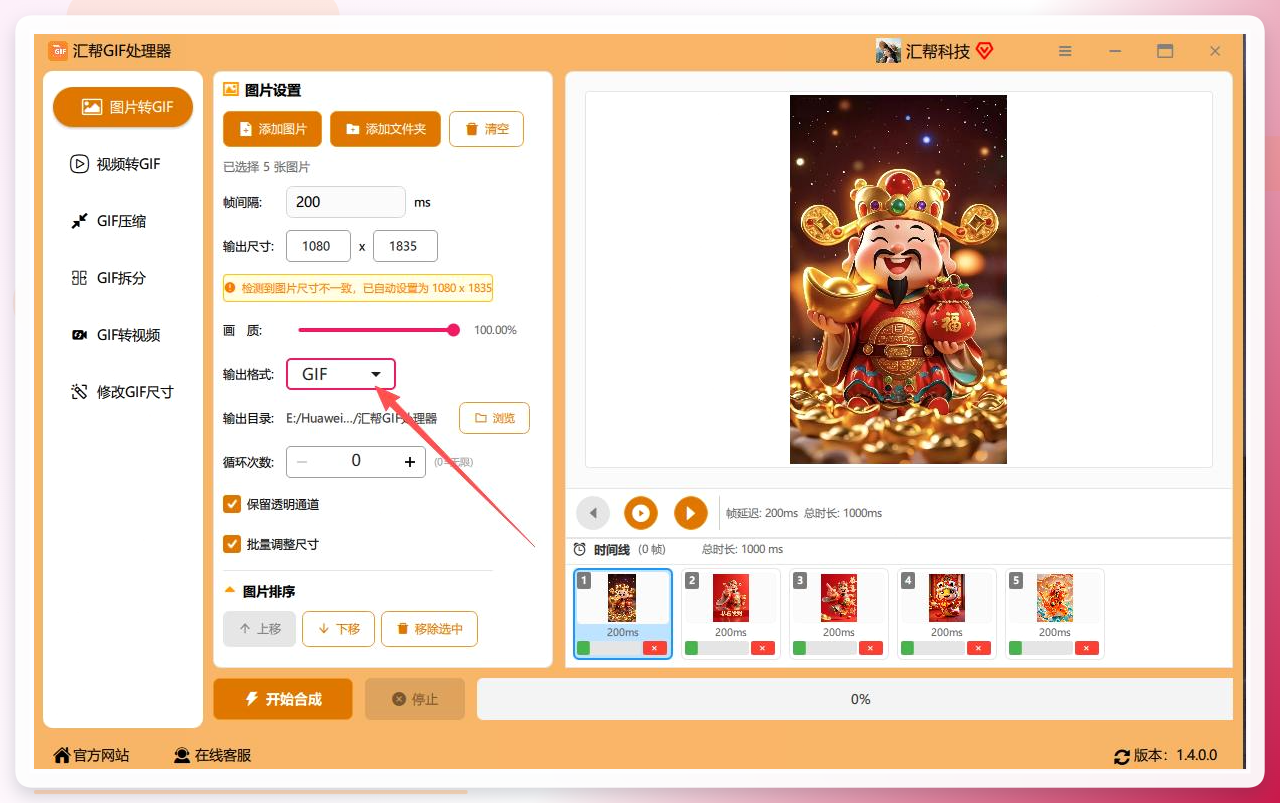 输出格式选择
