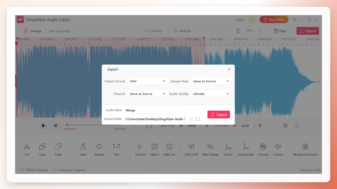 kingshiper audio editor interface