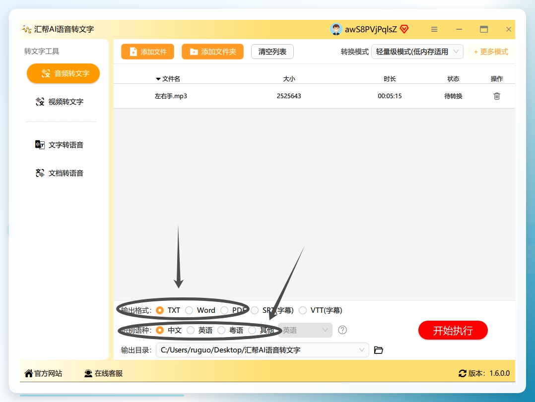 设置输出格式为Word