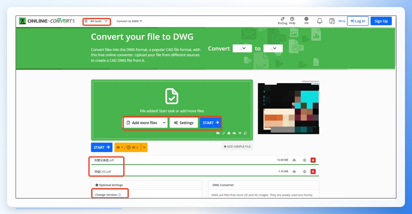 Online-Convert在线转换页面