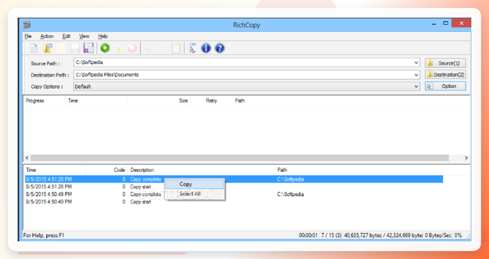 RichCopy 合并操作界面