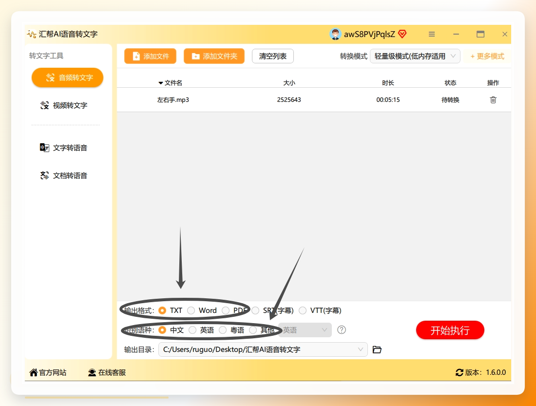 设置输出格式为Word