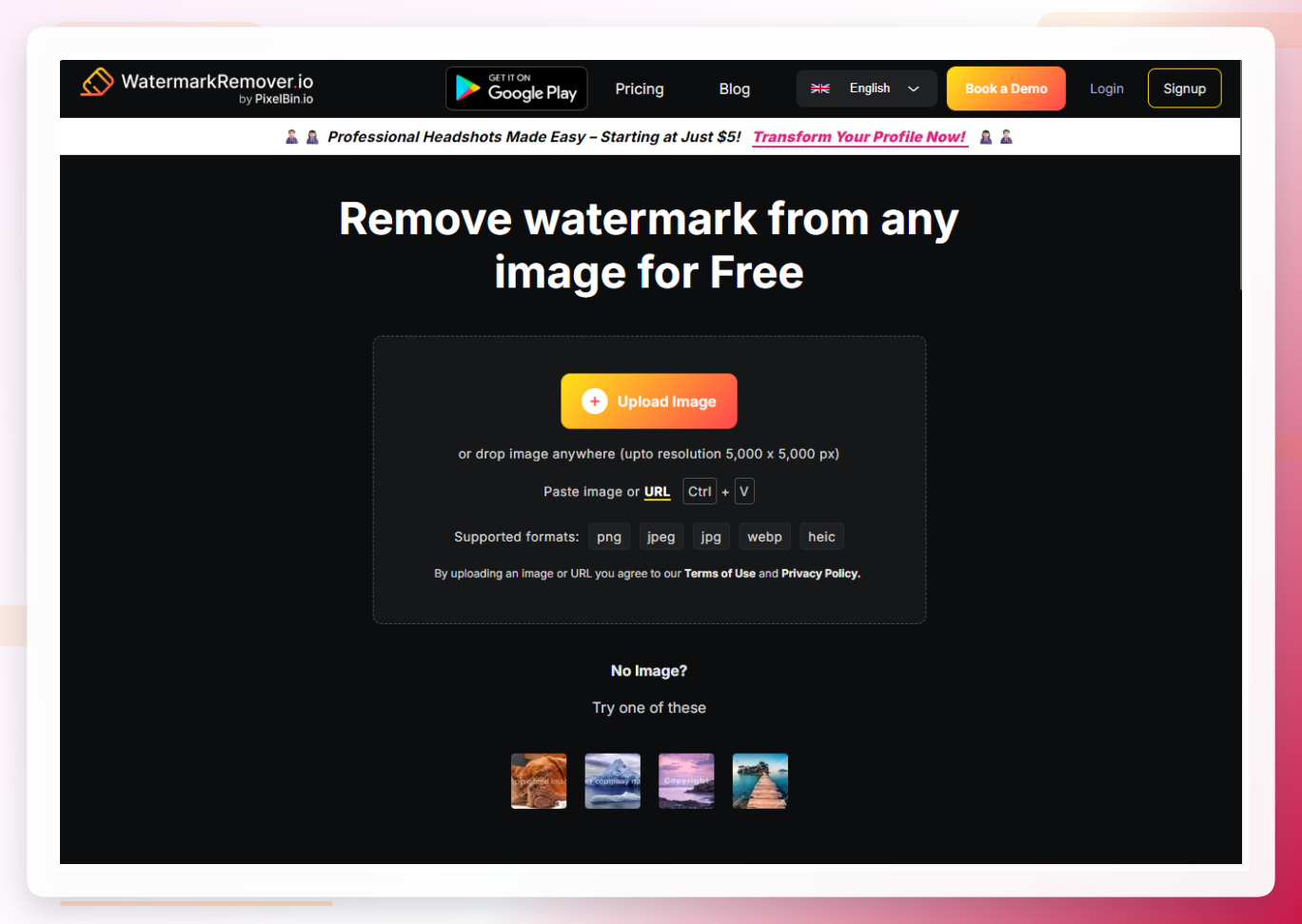 Watermark Remover在线工具界面