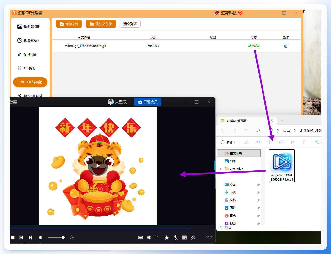 输出目录中的视频文件