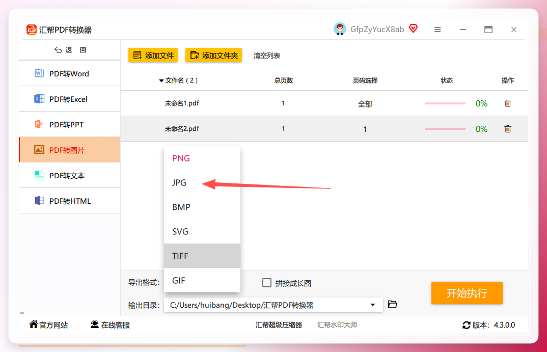 格式选择界面