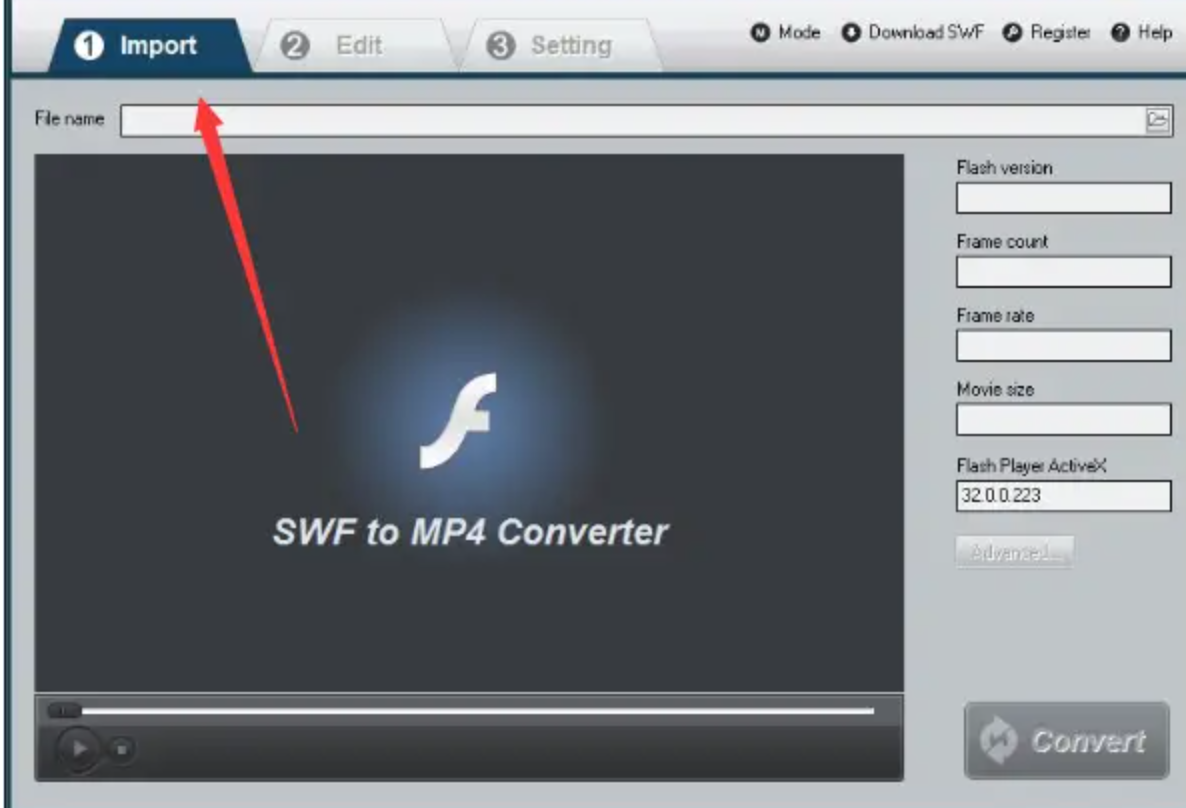 iLike SWF to MP4 Converter导入文件