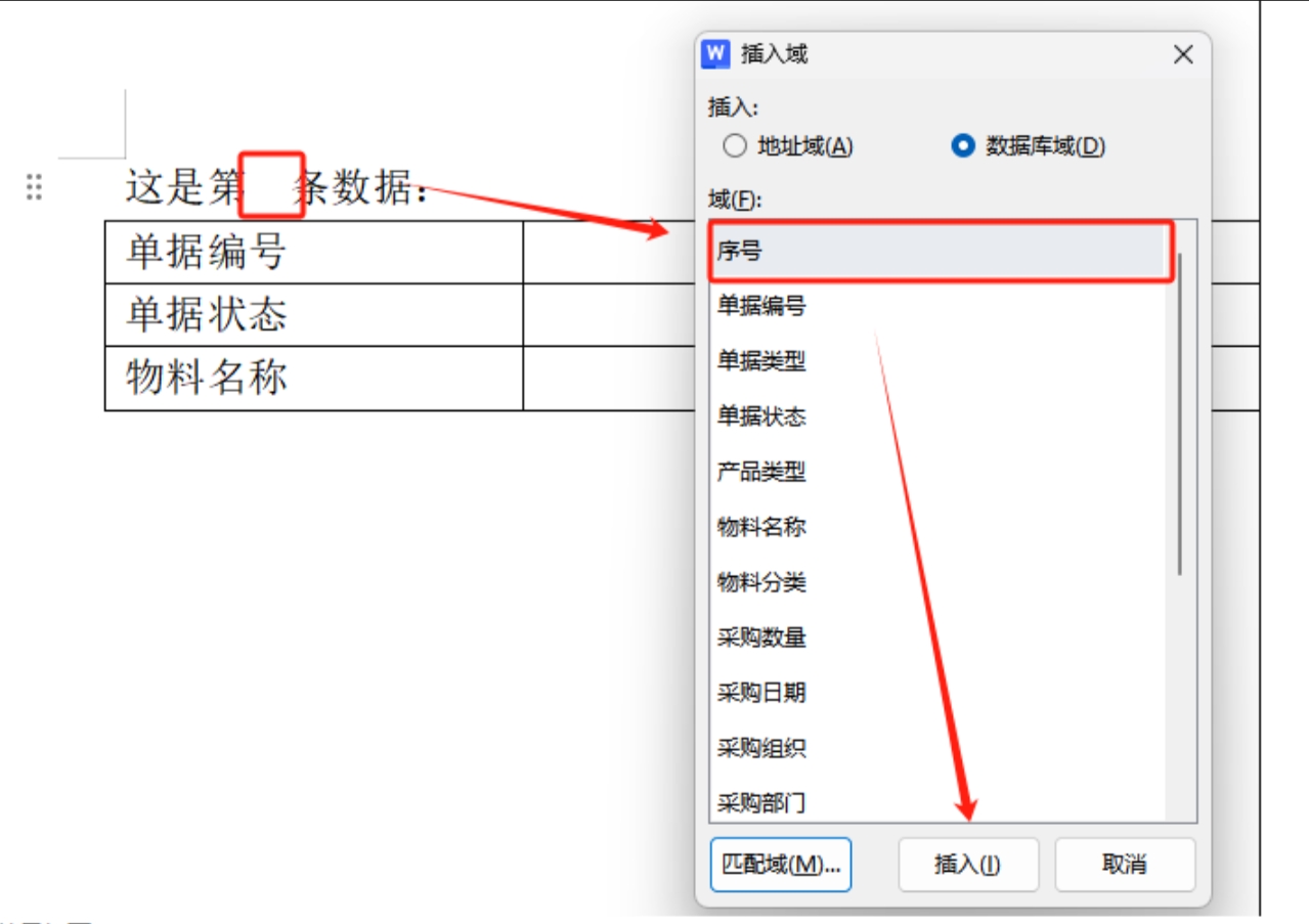 插入合并域