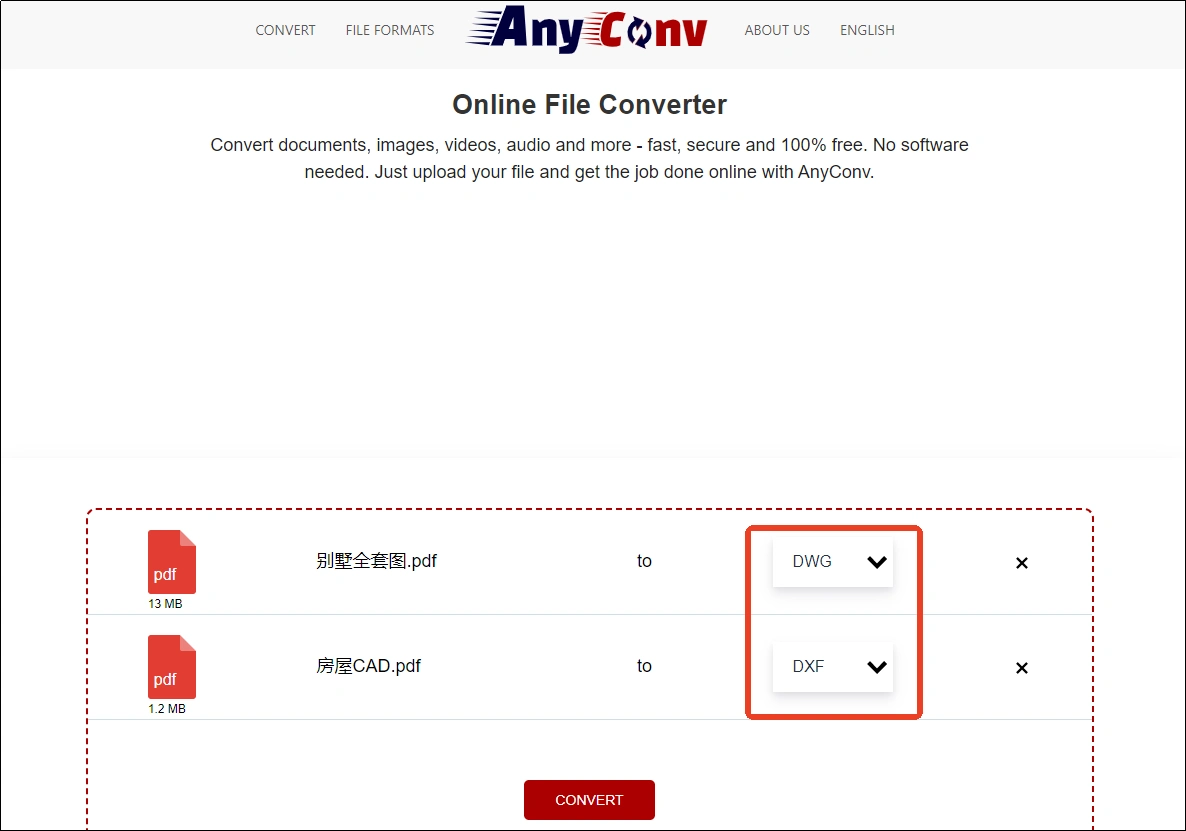 AnyConv在线转换界面