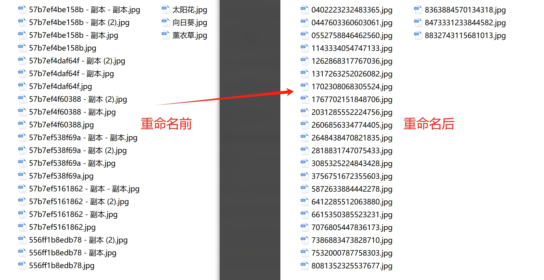 汇帮批量重命名-文件夹查看结果