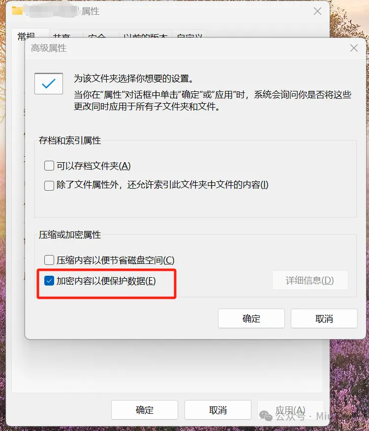 Windows系统自带加密高级属性设置